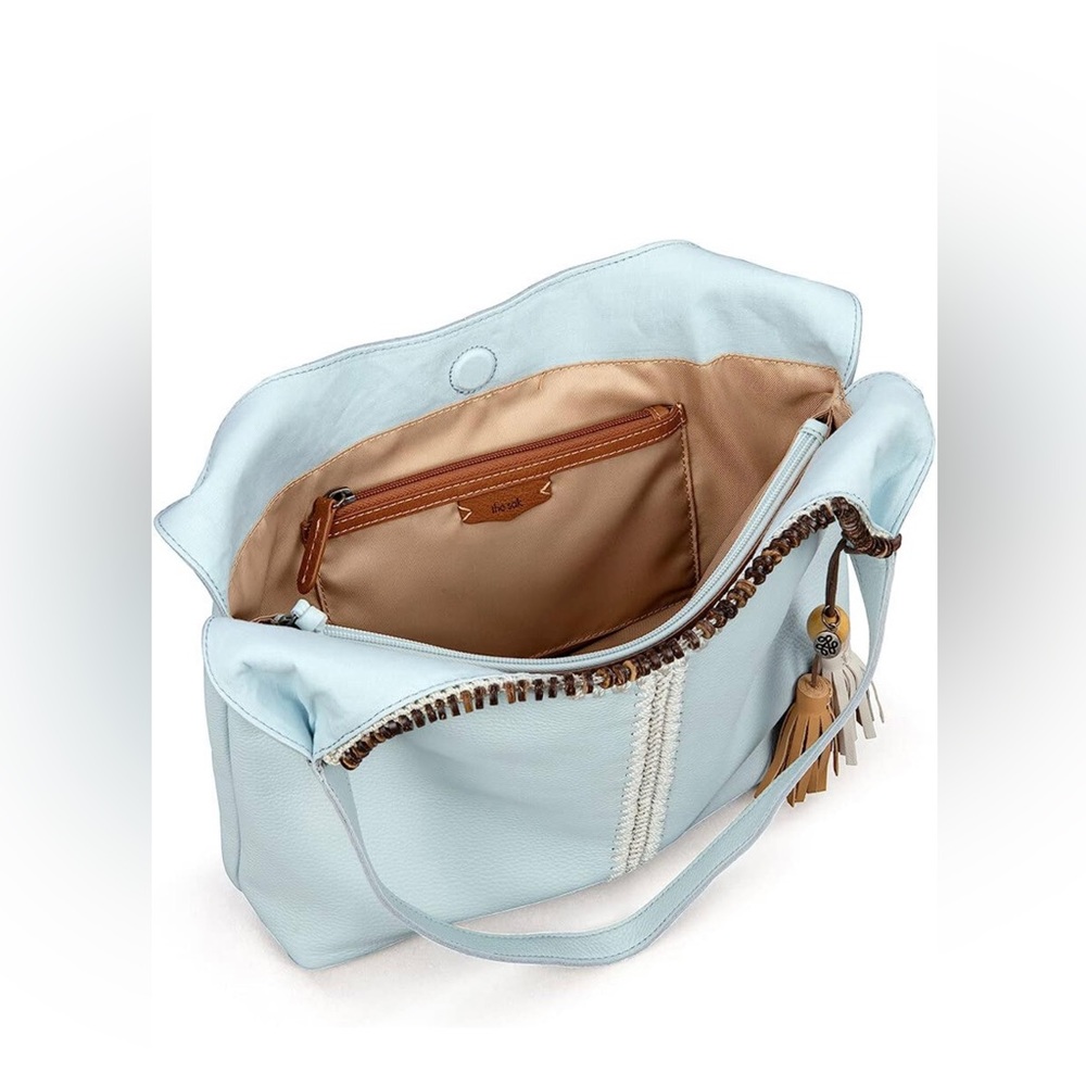 The Sak Light Blue Hobo Bag with Tan Tassel - Picture 3 of 8